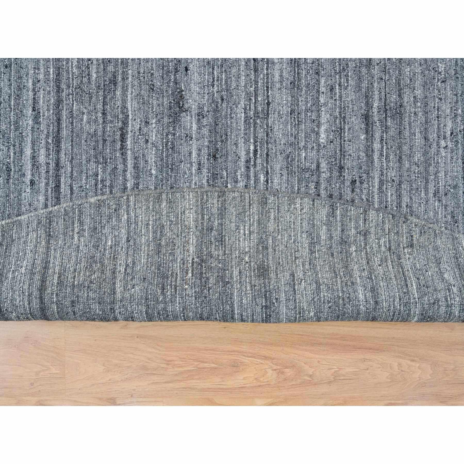 10'x10' Arsenic Gray Wolle Modern Striae Rund Handgewobener Orientteppich (Indisch) im Angebot