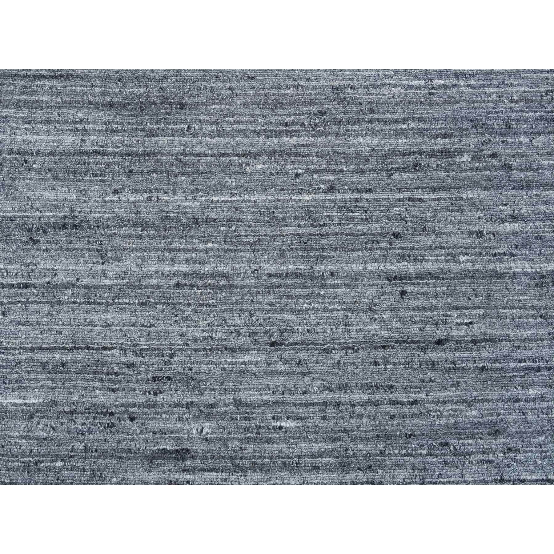 10'x10' Arsenic Gray Wolle Modern Striae Rund Handgewobener Orientteppich im Angebot 1