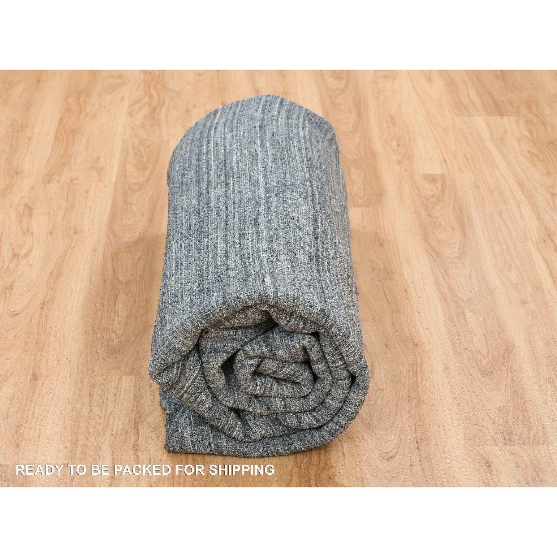 10'x10' Arsenic Gray Wolle Modern Striae Rund Handgewobener Orientteppich im Angebot 2