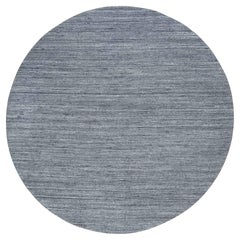 10'x10' Arsenic Gray Wolle Modern Striae Rund Handgewobener Orientteppich