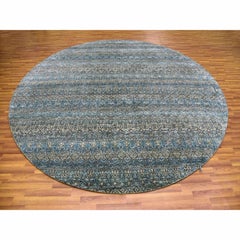 10'x10' Blue, 100% Plush Wool, Hand Knotted, Kohinoor Herat Design Round Rug