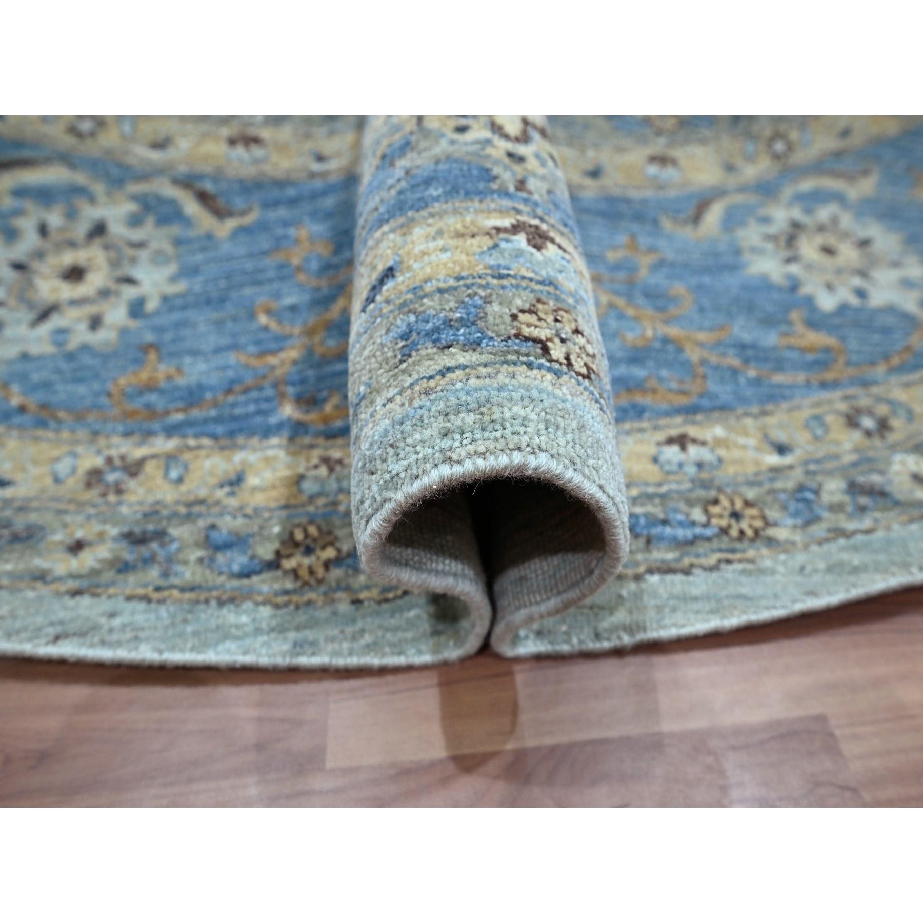 10'x10' Blue Agra All Over  Abbas Flower Design Hand Knotted Pure Wool Round In New Condition For Sale In Carlstadt, NJ