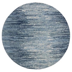 10
x10
 Blau Ozeanische Reine Wolle Ombre Design Runde Hand geknüpft Orientteppich