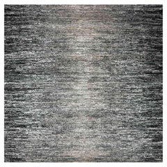 10'x10' Bohemian Black annodato a mano e moderno tappeto quadrato astratto in lana e seta