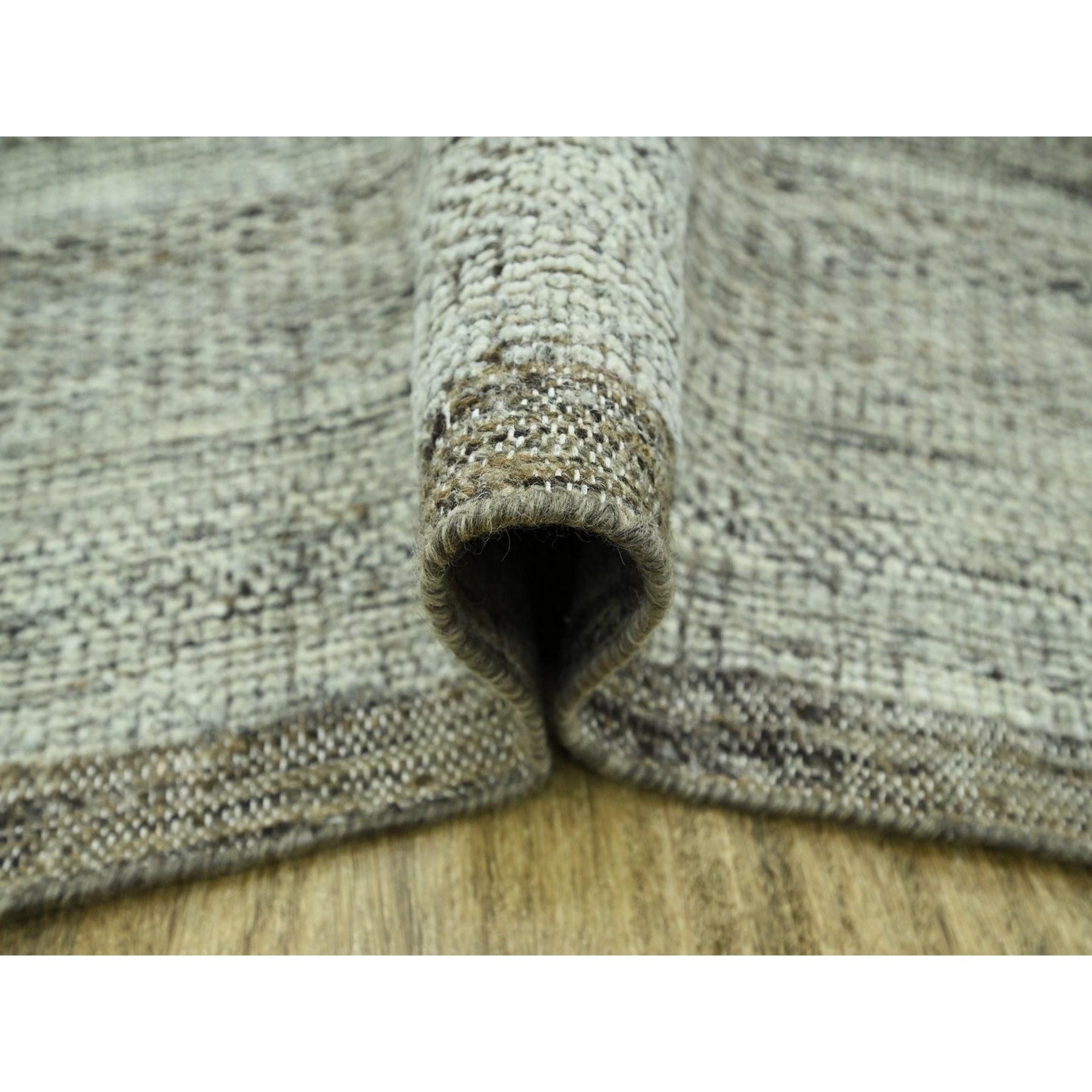 Noué à la main 10'x10' Tapis oriental carré en laine pure, noué à la main, motif d'herbe oxydée marron en vente