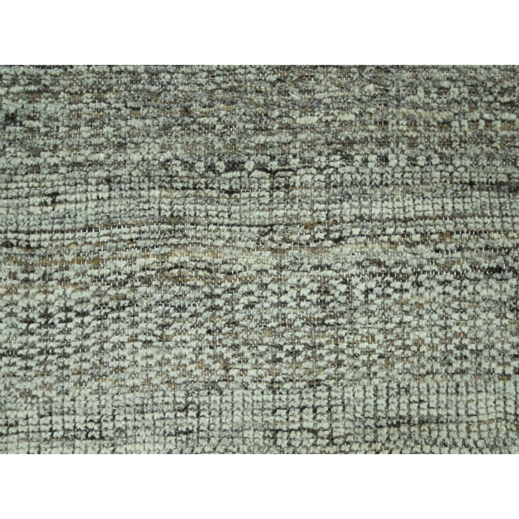 Laine 10'x10' Tapis oriental carré en laine pure, noué à la main, motif d'herbe oxydée marron en vente