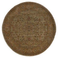 10'x10' Brauner Kashan Design 300 KPSI Neuseeland Wolle Handgeknüpft Rund Teppich