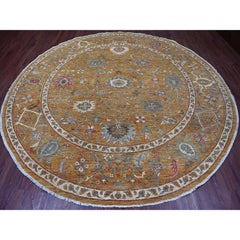 10'x10' Brauner Peshawar mit Ziegler Mahal Design Wolle Handgeknüpft Rundteppich