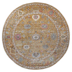 10'x10' Brauner Peshawar mit Ziegler Mahal Design Wolle Handgeknüpft Rundteppich
