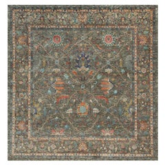 10
x10
Brauner Striae Muster Handgeknüpft Texturierte Wolle und Seide Quadratischer Teppich