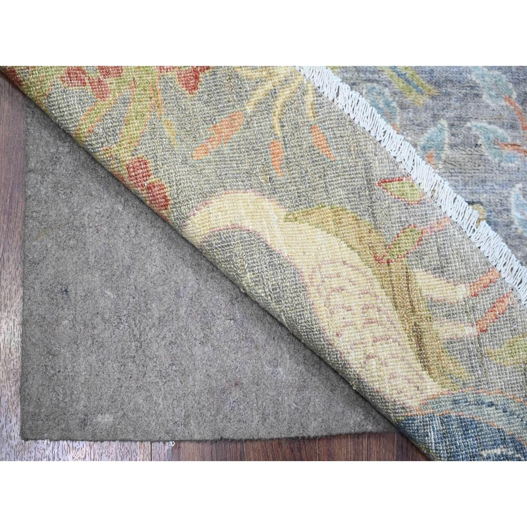 Afghan 10'x10' Cadet Grey Natural Wool Hand Knotted Birds of Paradise Oriental Rug For Sale