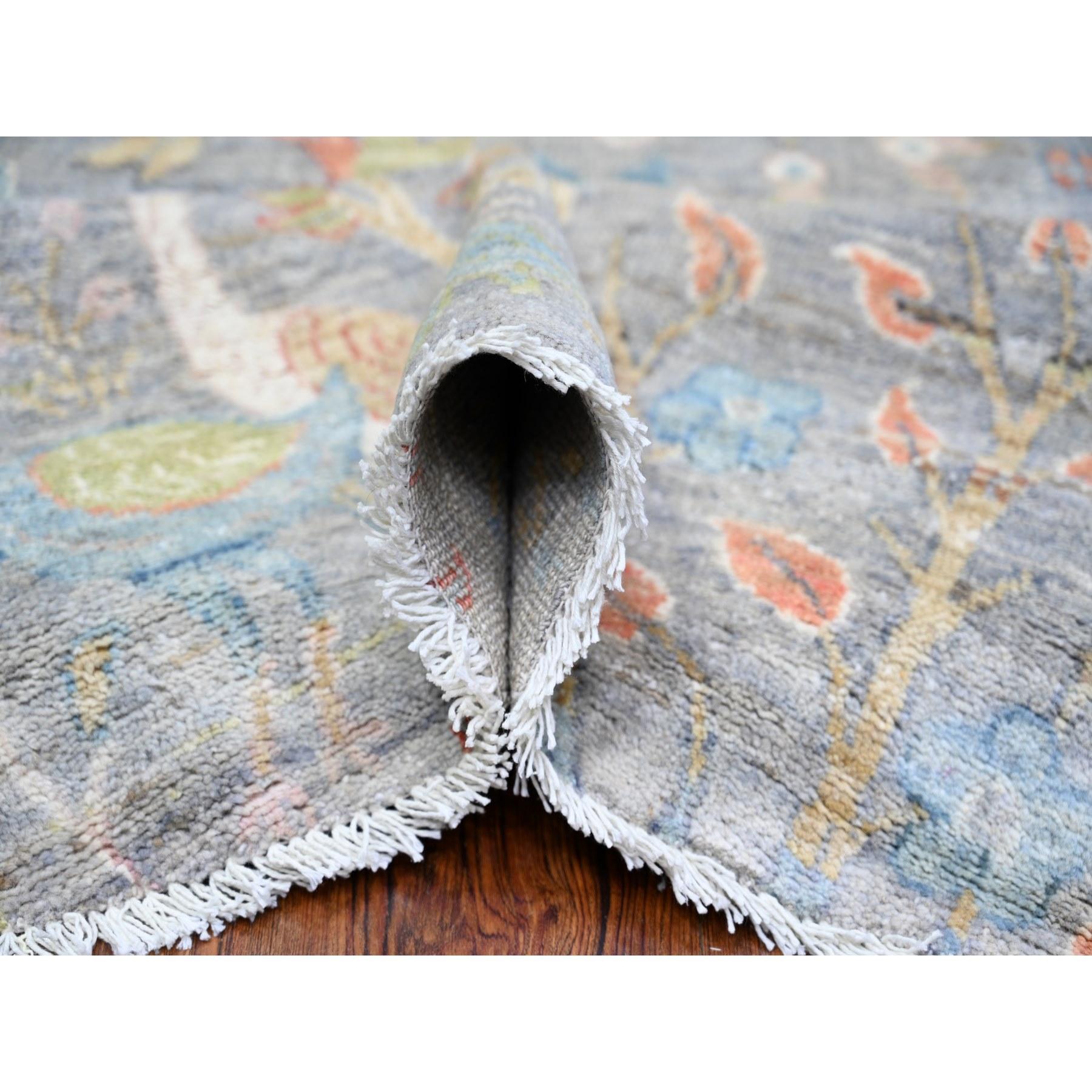 Hand-Knotted 10'x10' Cadet Grey Natural Wool Hand Knotted Birds of Paradise Oriental Rug For Sale