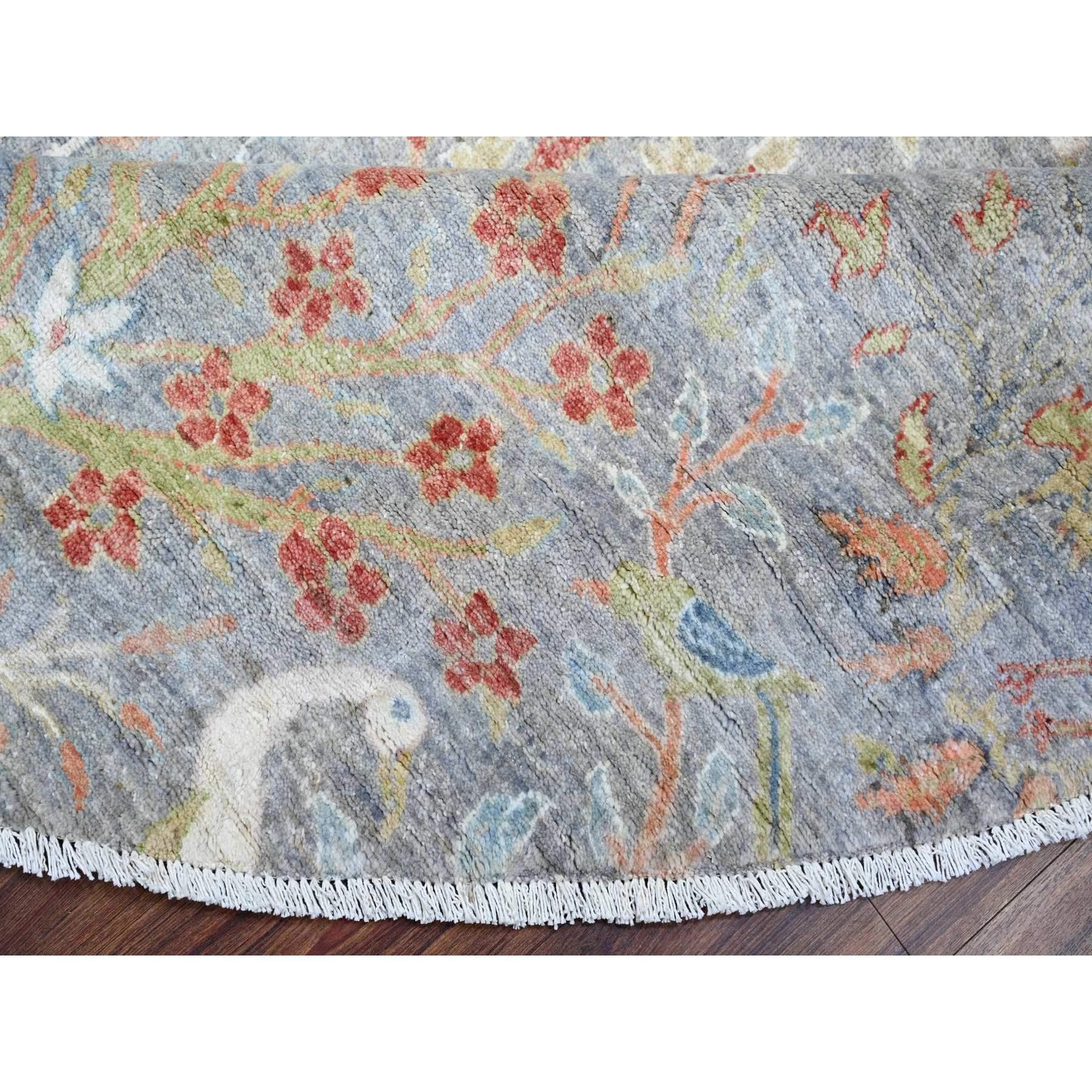 10'x10' Cadet Grey Natural Wool Hand Knotted Birds of Paradise Oriental Rug In New Condition For Sale In Carlstadt, NJ