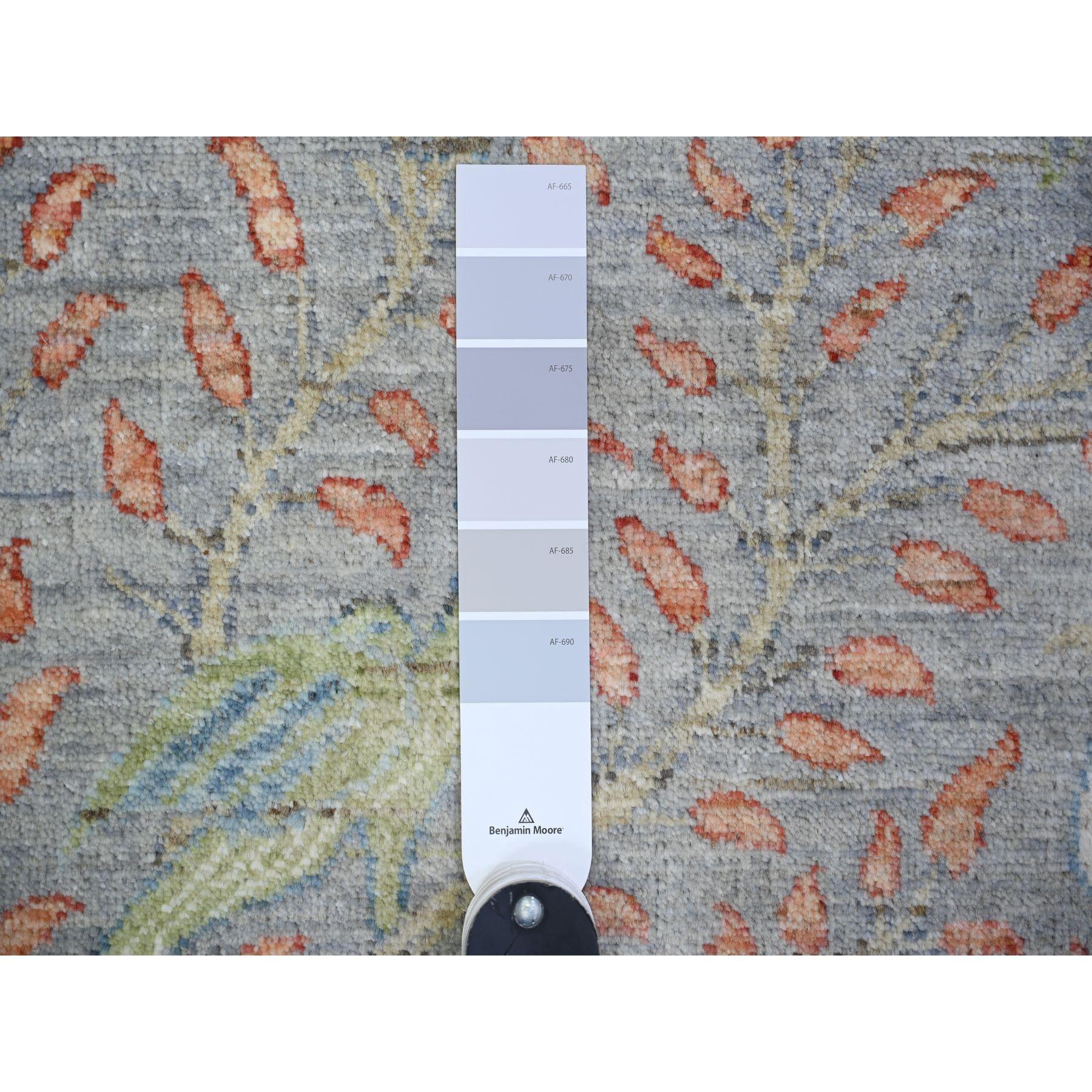 Contemporary 10'x10' Cadet Grey Natural Wool Hand Knotted Birds of Paradise Oriental Rug For Sale