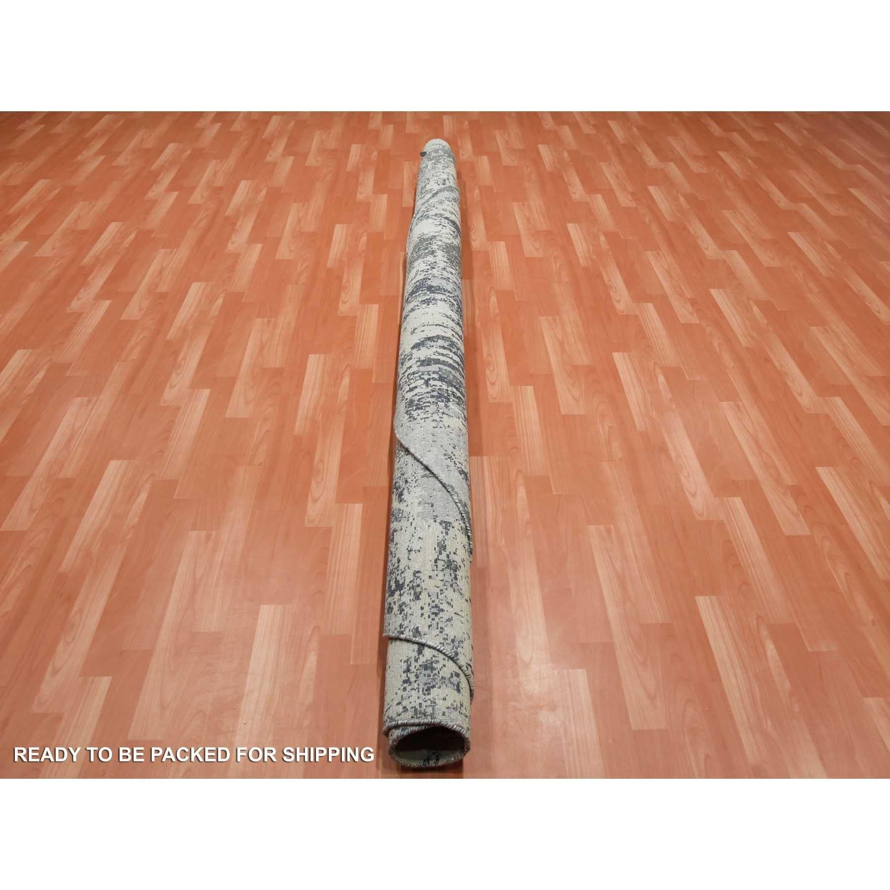 10'x10' Tappeto rotondo grigio antracite in lana e seta a trama fitta annodato a mano in vendita 2