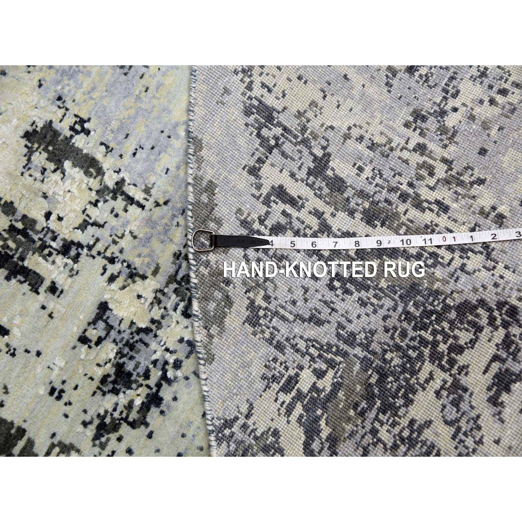 10'x10' Tappeto rotondo grigio antracite in lana e seta a trama fitta annodato a mano in vendita 4