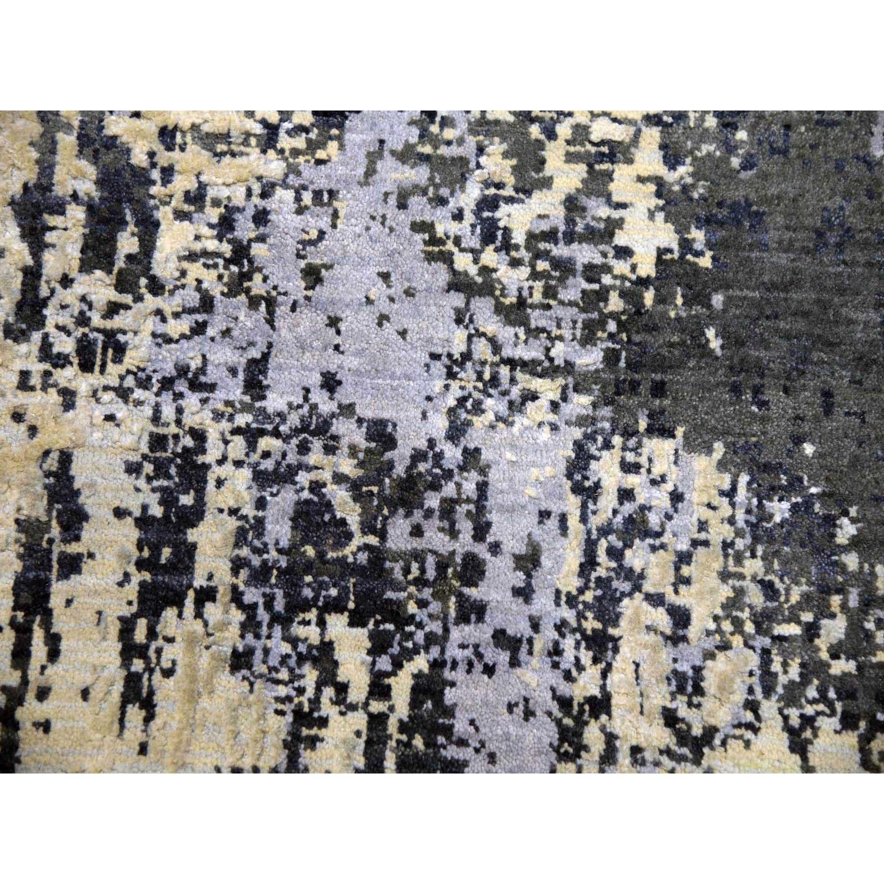 10'x10' Tappeto rotondo grigio antracite in lana e seta a trama fitta annodato a mano in vendita 1