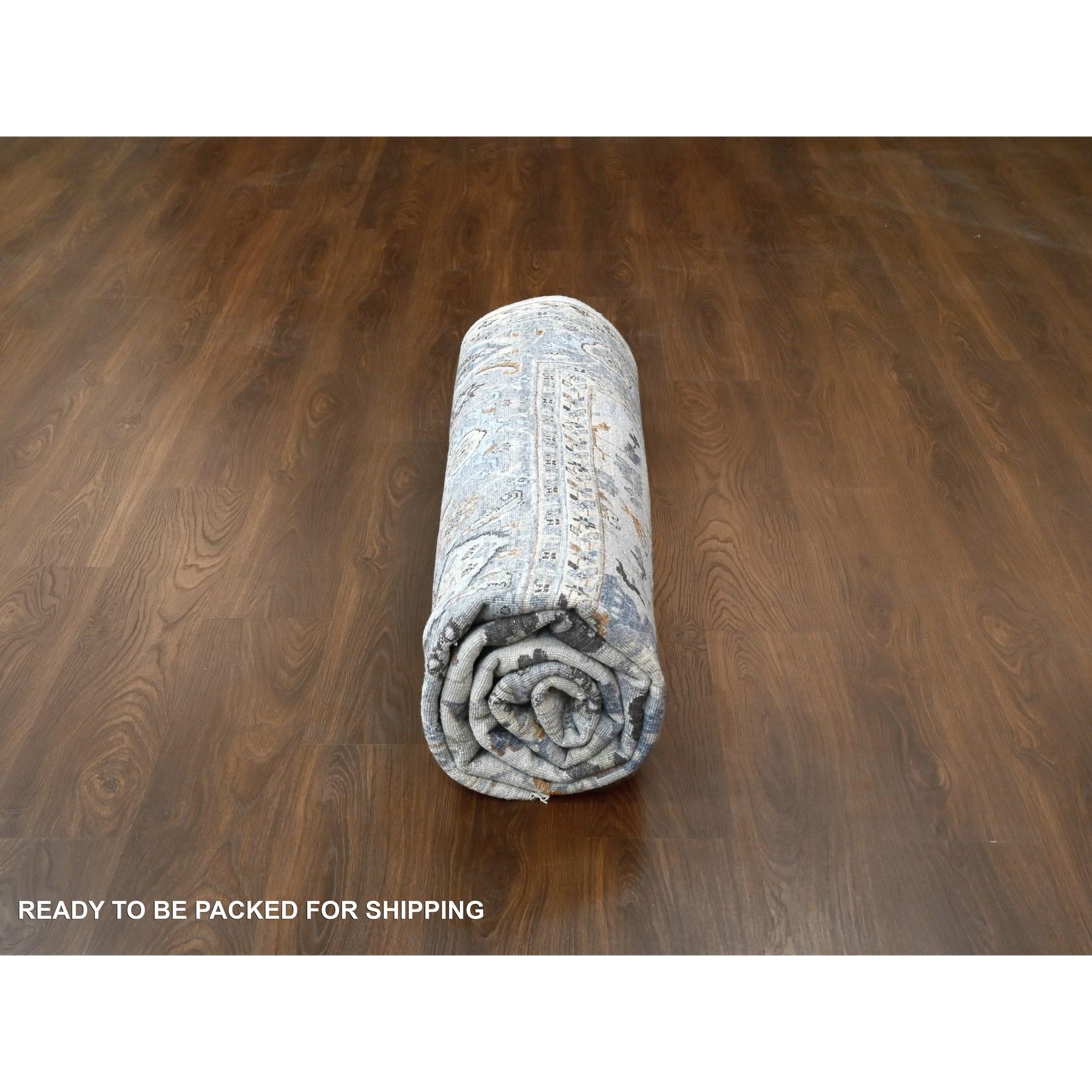 10'x10' Chiffon White Hand Knotted Denser Weave Oushak Wool Square Oriental Rug im Angebot 2