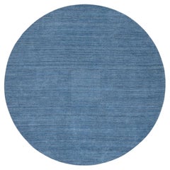 10
x10
 Denim Blue, Modern Design, Soft Wool Hand Loomed, Round Oriental Rug