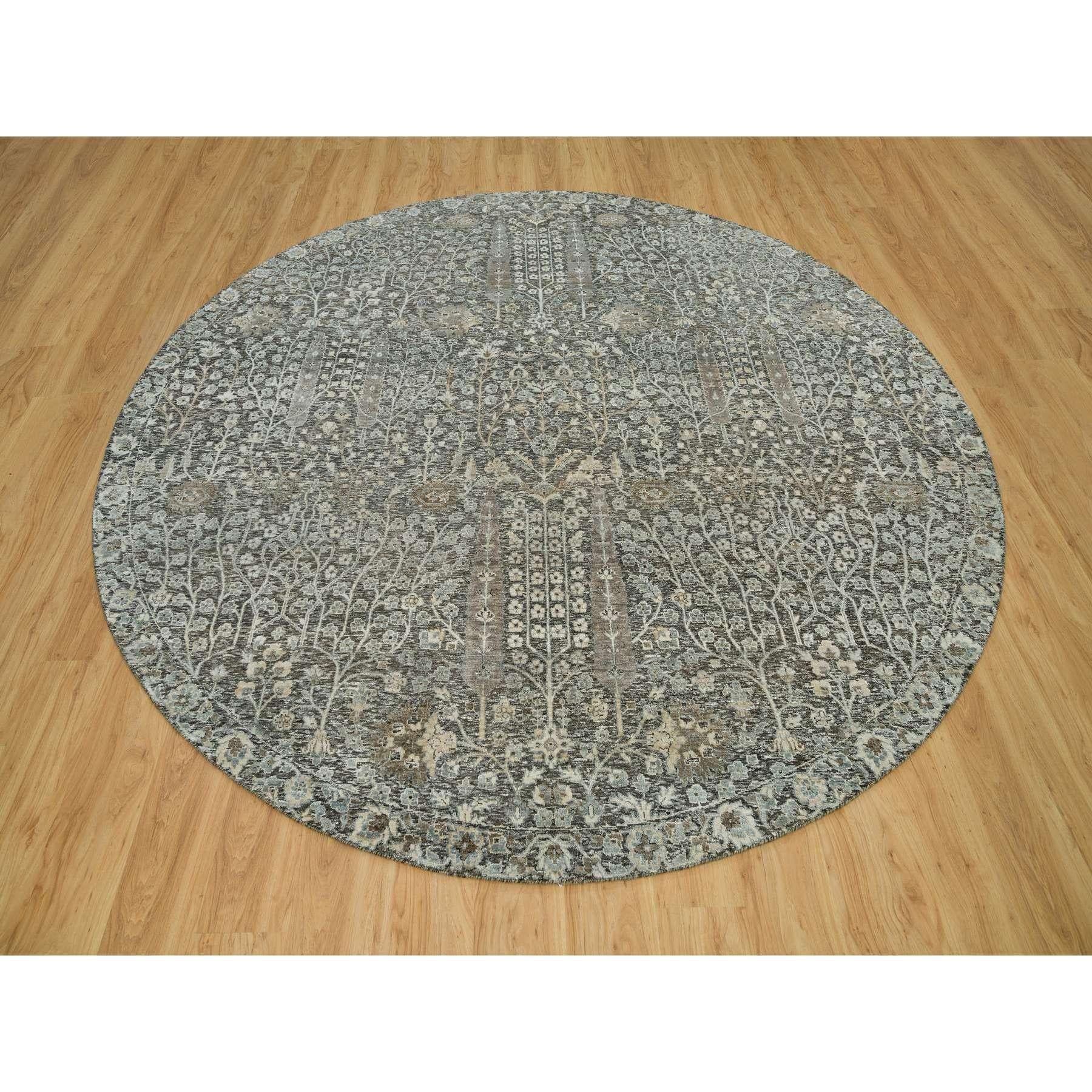 This is a truly genuine one-of-a-kind Beige, Silk With Textured Wool Hand Knotted, Willow And Cypress Tree Design, Oriental Rug. It has been Knotted for months and months in the centuries-old weaving craftsmanship techniques by expert