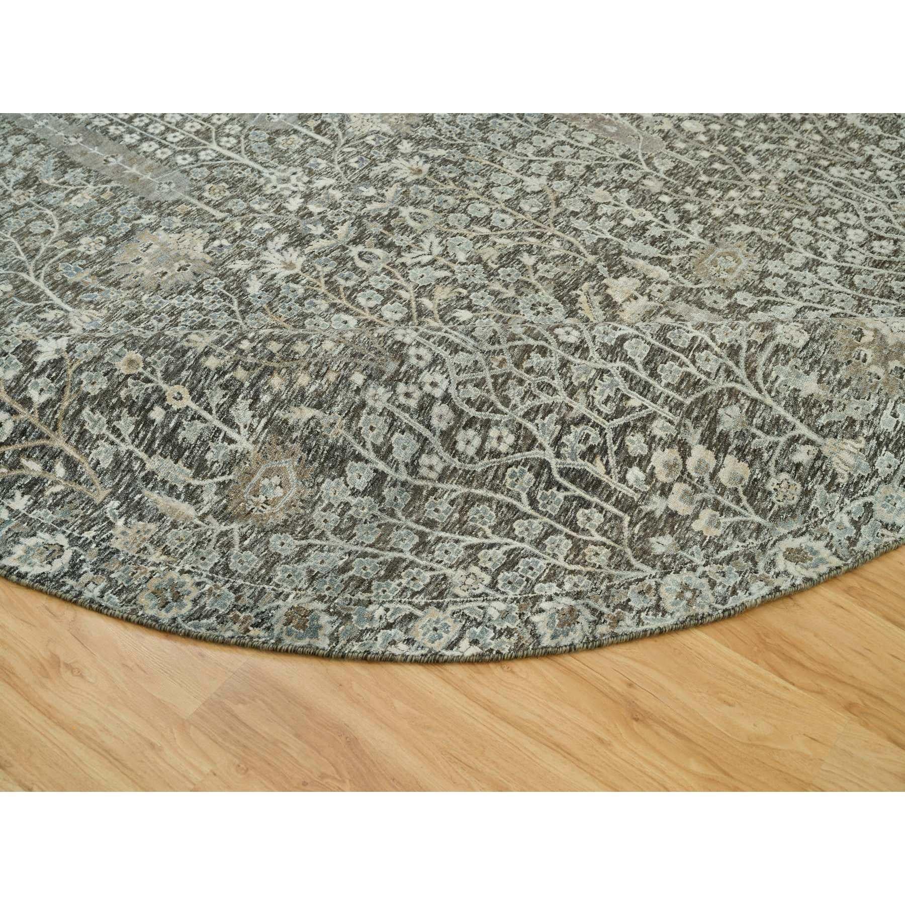 10'x10' Falcon Gray Willow and Cypress Tree Wool Hand Knotted Round Rug In New Condition For Sale In Carlstadt, NJ