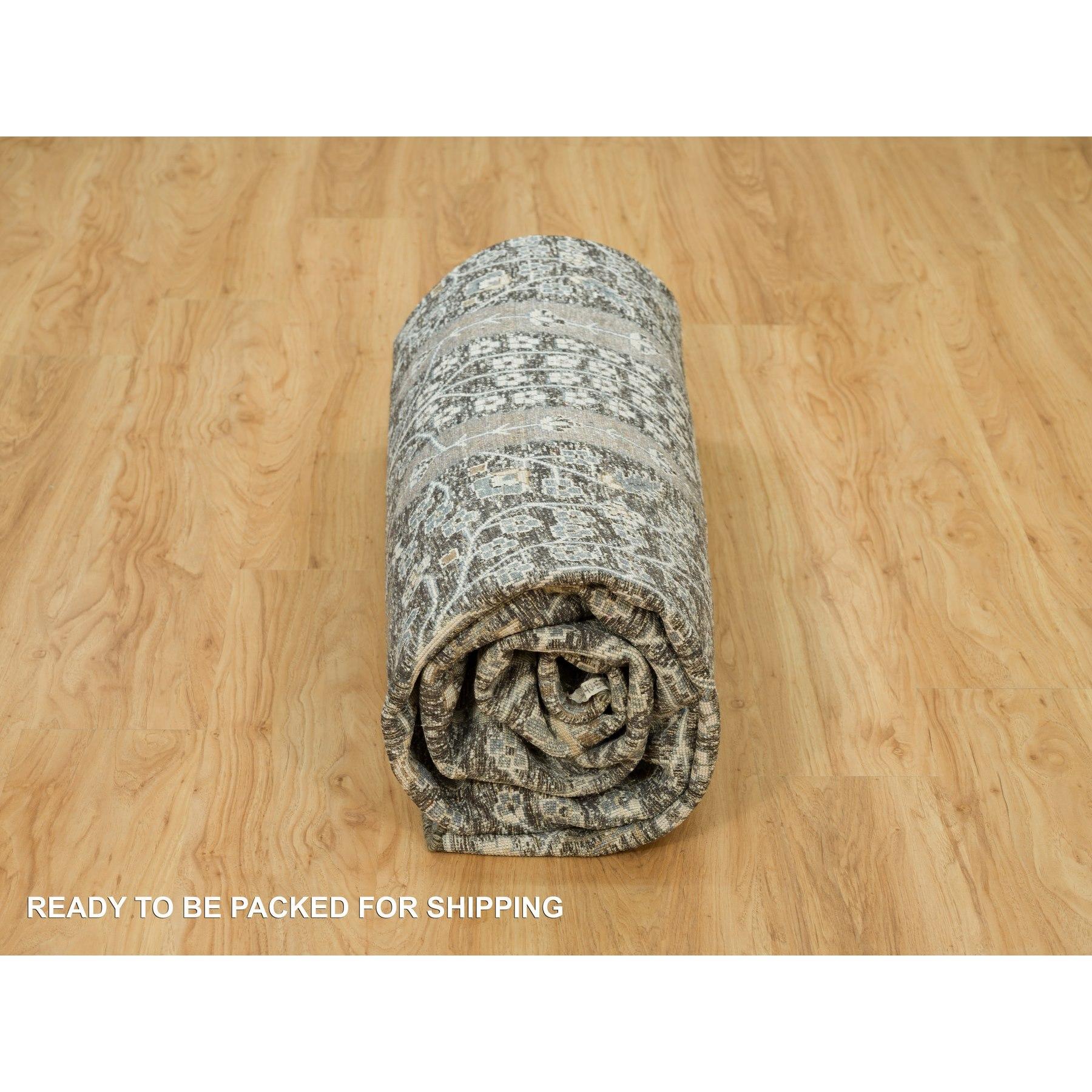 10'x10' Falcon Gray Willow and Cypress Tree Wool Hand Knotted Round Rug For Sale 1