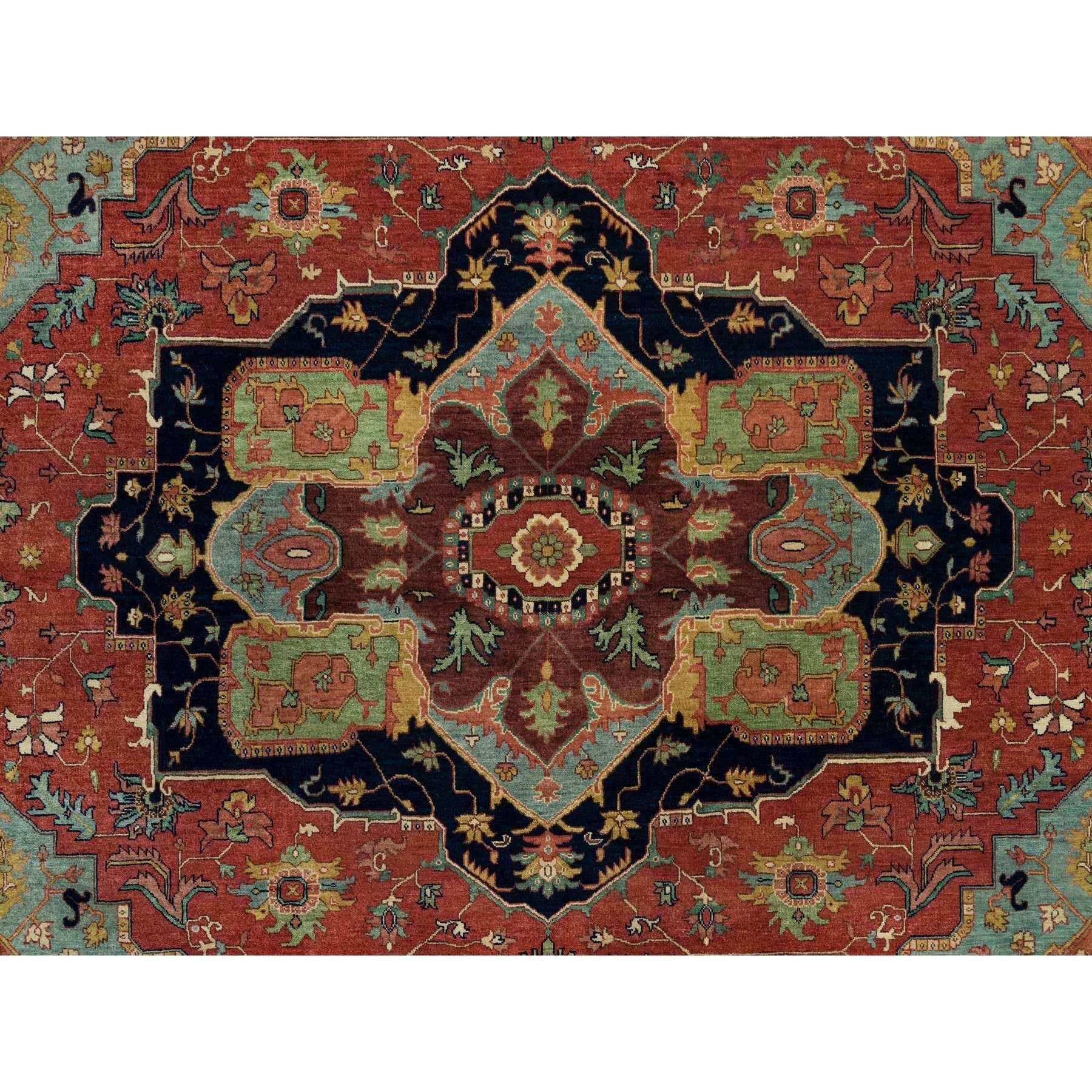 10'x10' Feuersteinroter antiker, handgeknüpfter, quadratischer, antiker, feiner Heris-Teppich aus Wolle im Angebot 1