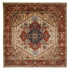 10x10 Ft Ivory Rust Persian Hand Knotted Wool Rug ( Mt - 18 )