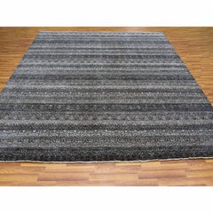 10'x10' Gray, 100% Plush Wool, Hand Knotted, Kohinoor Herat Design Square Rug