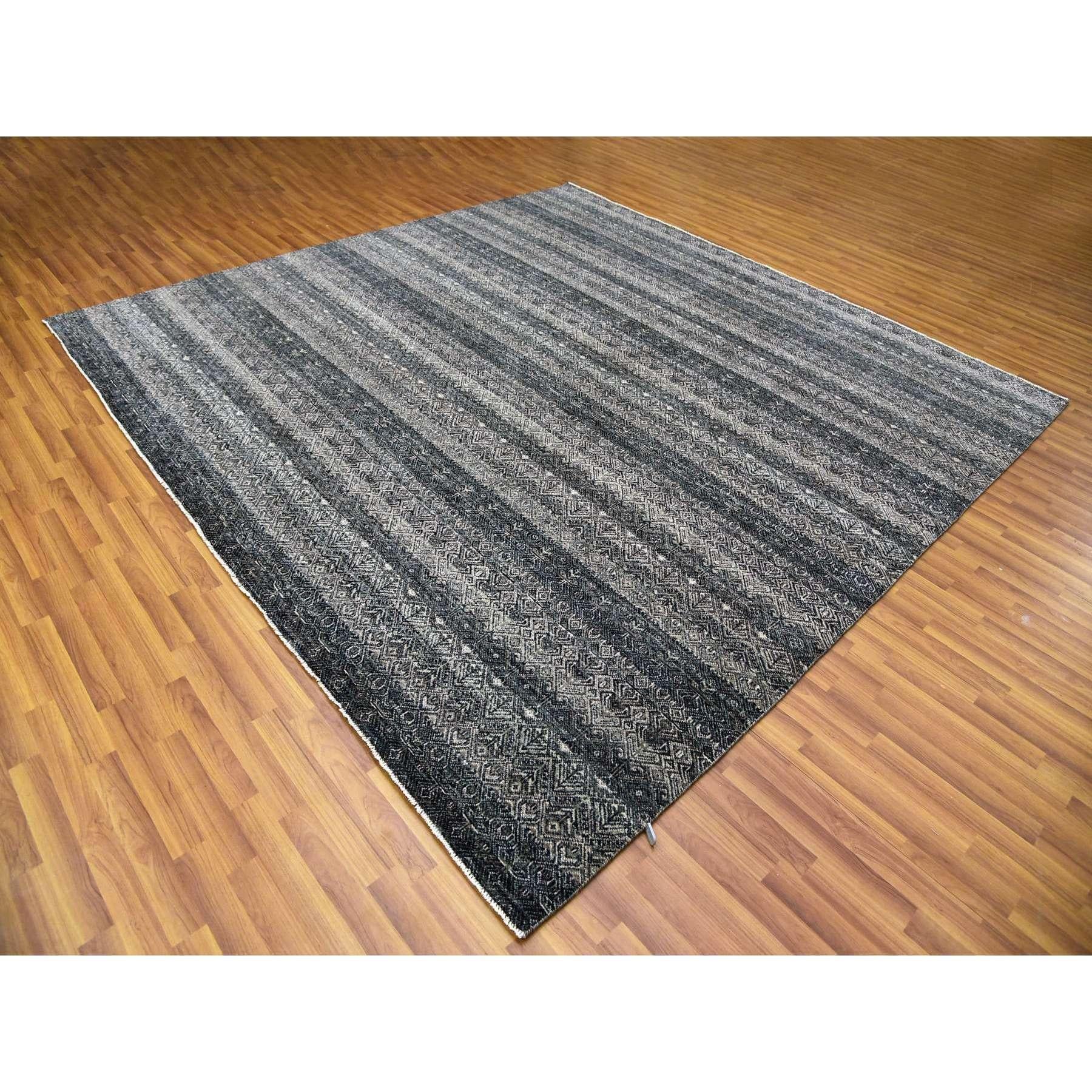 Modern 10'x10' Gray, 100% Plush Wool, Hand Knotted, Kohinoor Herat Design Square Rug For Sale