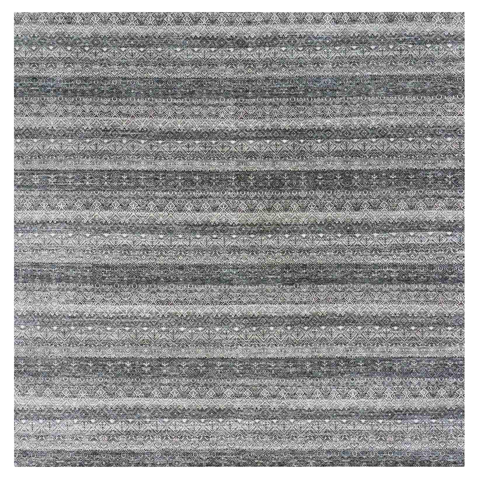 10
x10
Grau, 100% Plüsch Wolle, Handgeknüpft, Kohinoor Herat Design Quadratischer Teppich