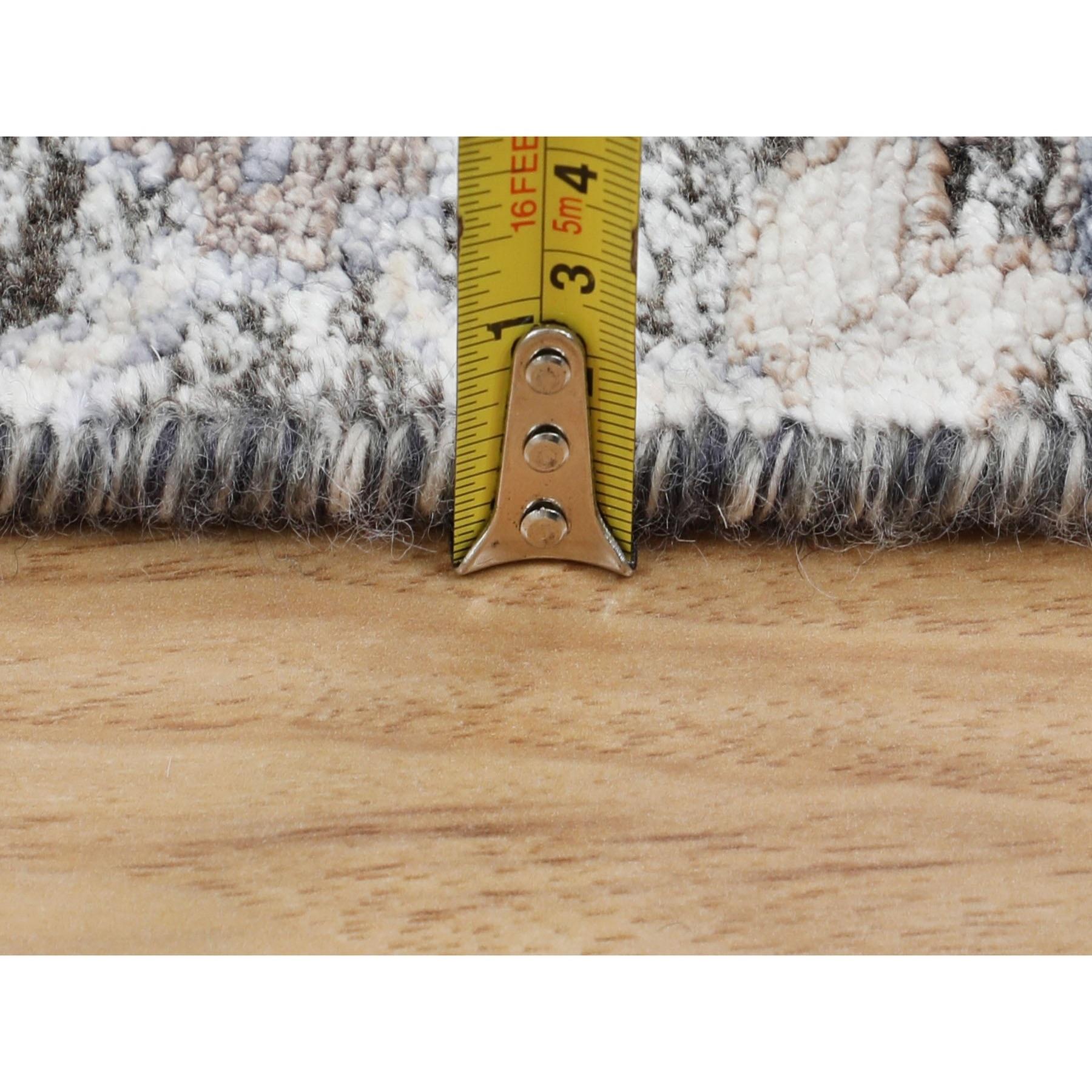 10'x10' Gray Cypress Tree Design Silk with Textured Wool Hand Knotted Square Rug For Sale 4