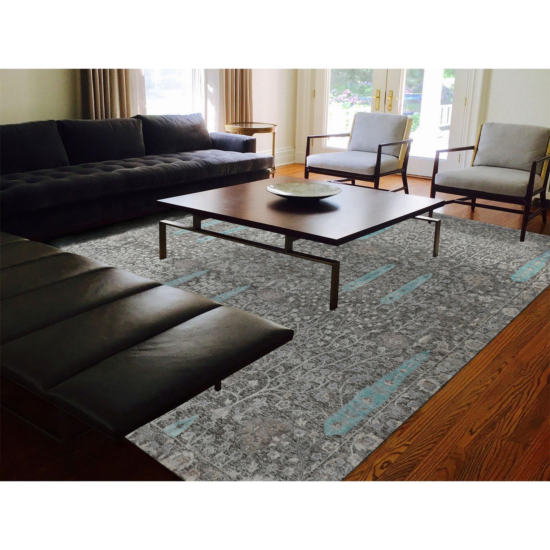 This is a truly genuine one-of-a-kind Square Cypress Tree Design Silk with Textured Wool Hand Knotted Oriental Rug. It has been Knotted for months and months in the centuries-old Persian weaving craftsmanship techniques by expert artisans.
Primary