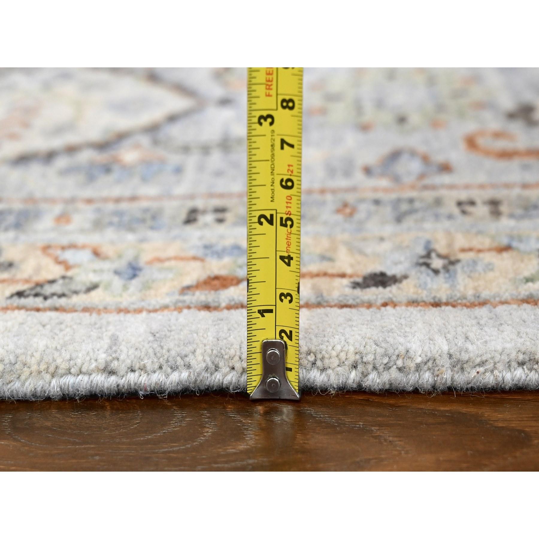 Tapis carré en laine douce nouée à la main 10'x10' Gray Denser Weave Oushak Floral Design/One en vente 3