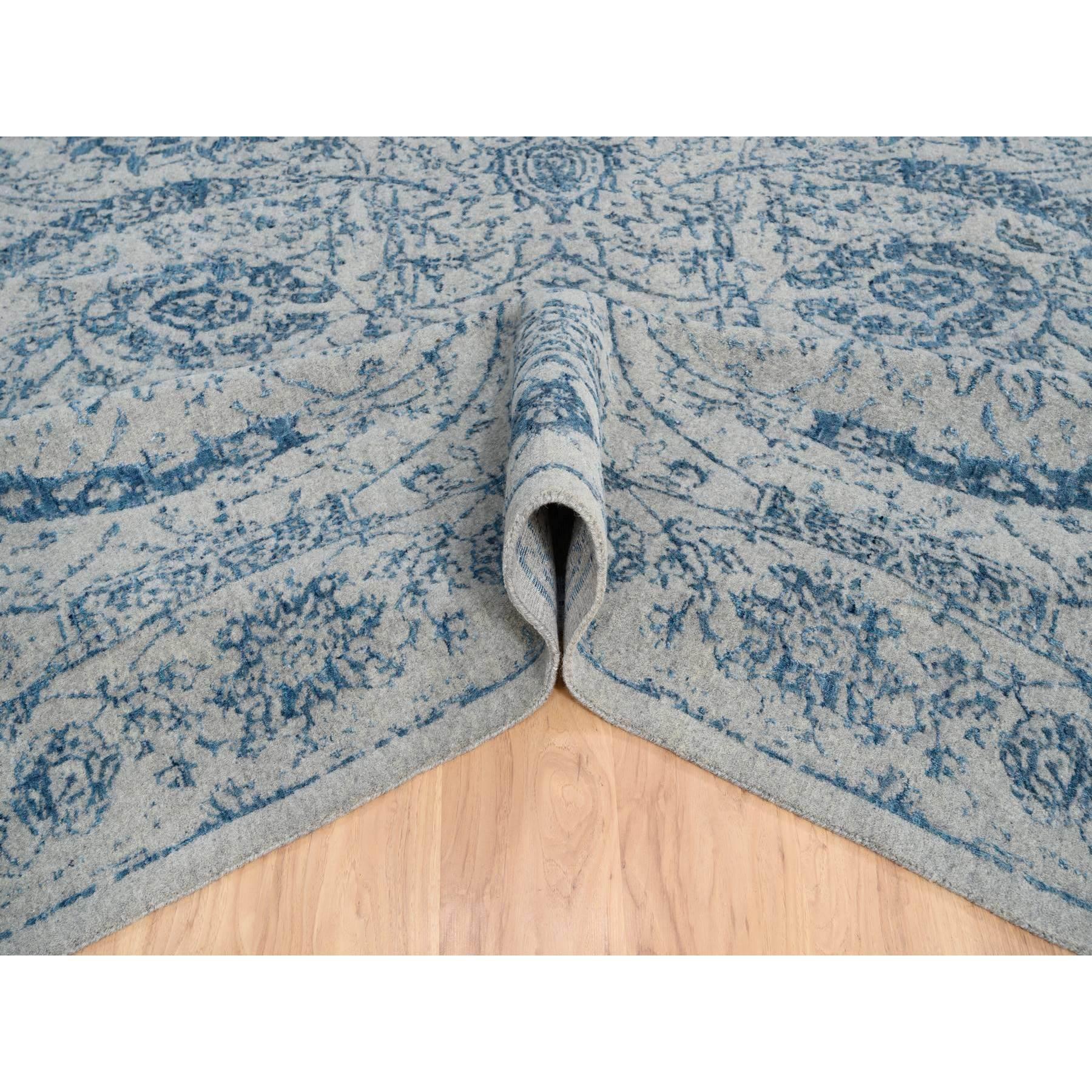 Annodato a mano Tappeto quadrato grigio 10'x10' in lana jacquard e seta vegetale lavorato a mano in vendita