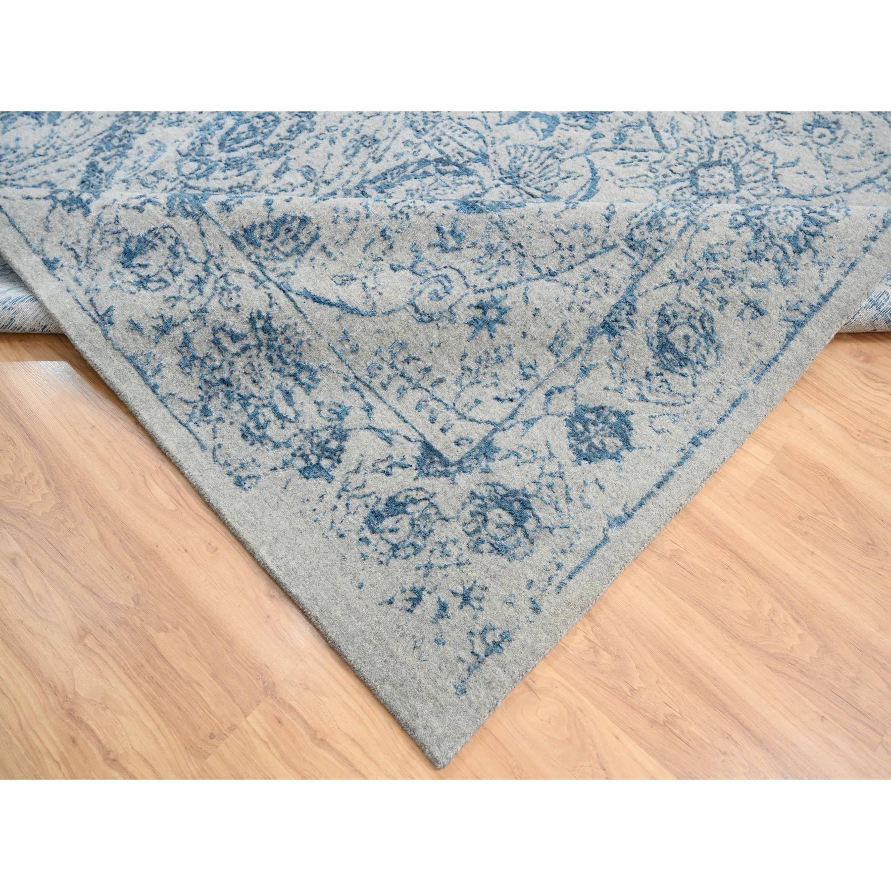 Tappeto quadrato grigio 10'x10' in lana jacquard e seta vegetale lavorato a mano In condizioni Nuovo in vendita a Carlstadt, NJ
