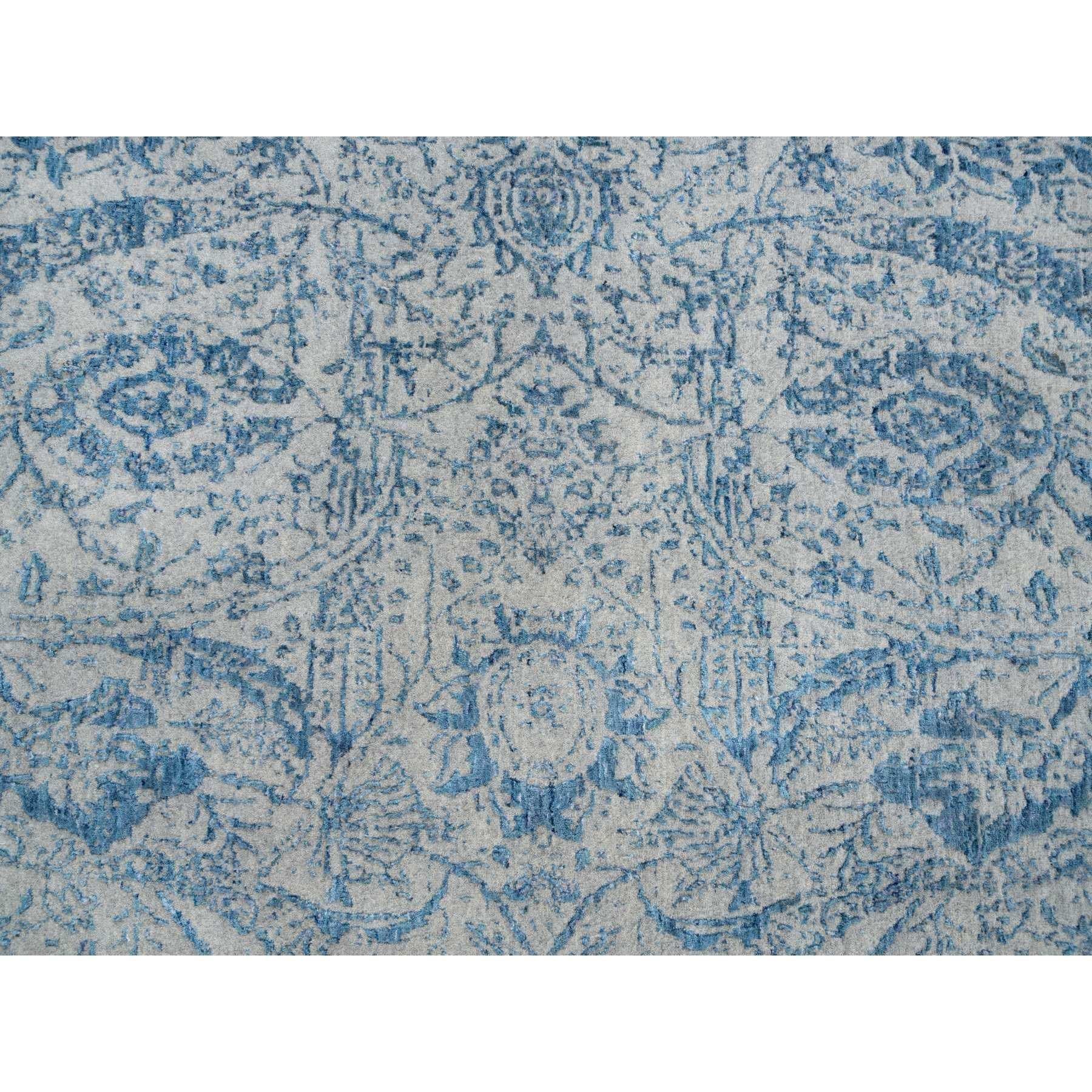 Seta Tappeto quadrato grigio 10'x10' in lana jacquard e seta vegetale lavorato a mano in vendita