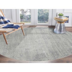 10'x10' Gray Hand Loomed Fine Jacquard Wool and Silk Oriental Round Rug
