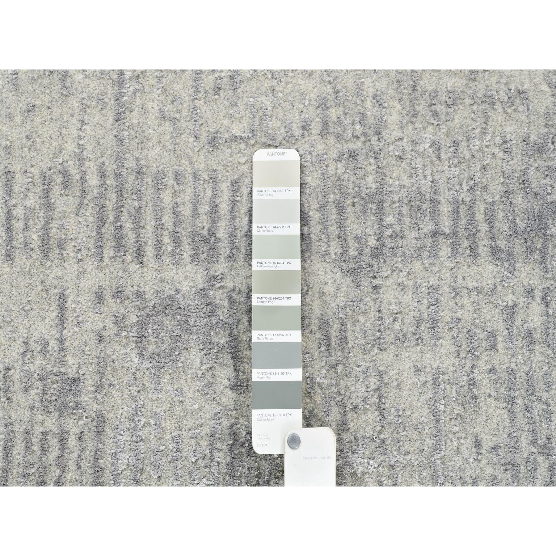 Alfombra redonda oriental de jacquard fino de lana y seda tejida a mano gris de 10'x10 Lana en venta