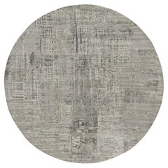 10
x10
 Grauer Moderner Gelöschter Entwurf Handgeknüpfter Ungefärbter Rundteppich aus natürlicher Wolle