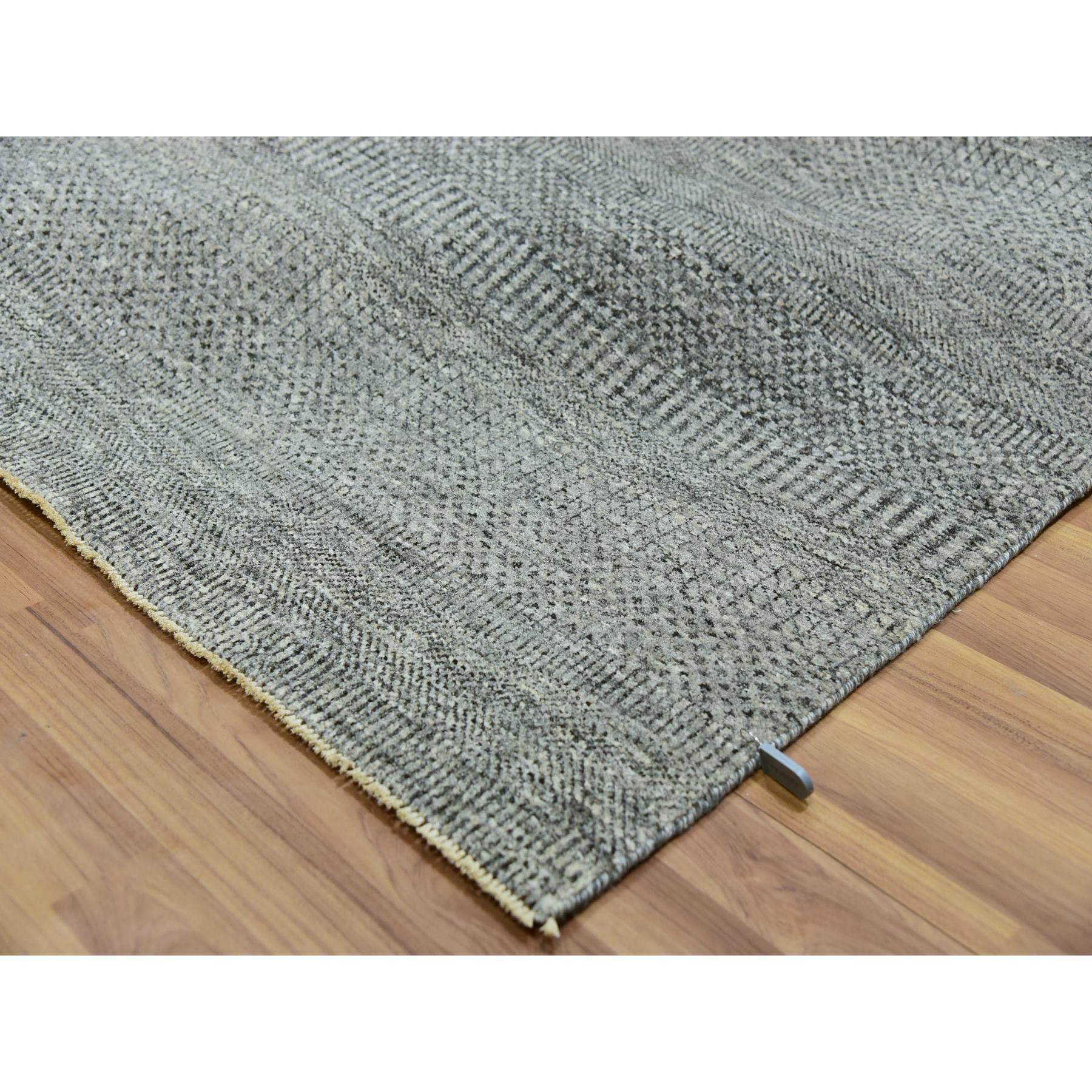 10'x10' Gris Modern Grass Tapis oriental carré en laine non teintée noué à la main Neuf - En vente à Carlstadt, NJ