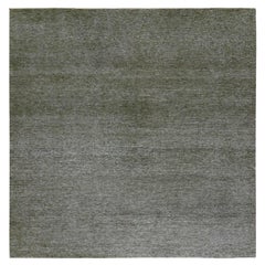 10'x10' Gray Modern Grass Hand Knotted Undyed Wool Square Oriental Rug
