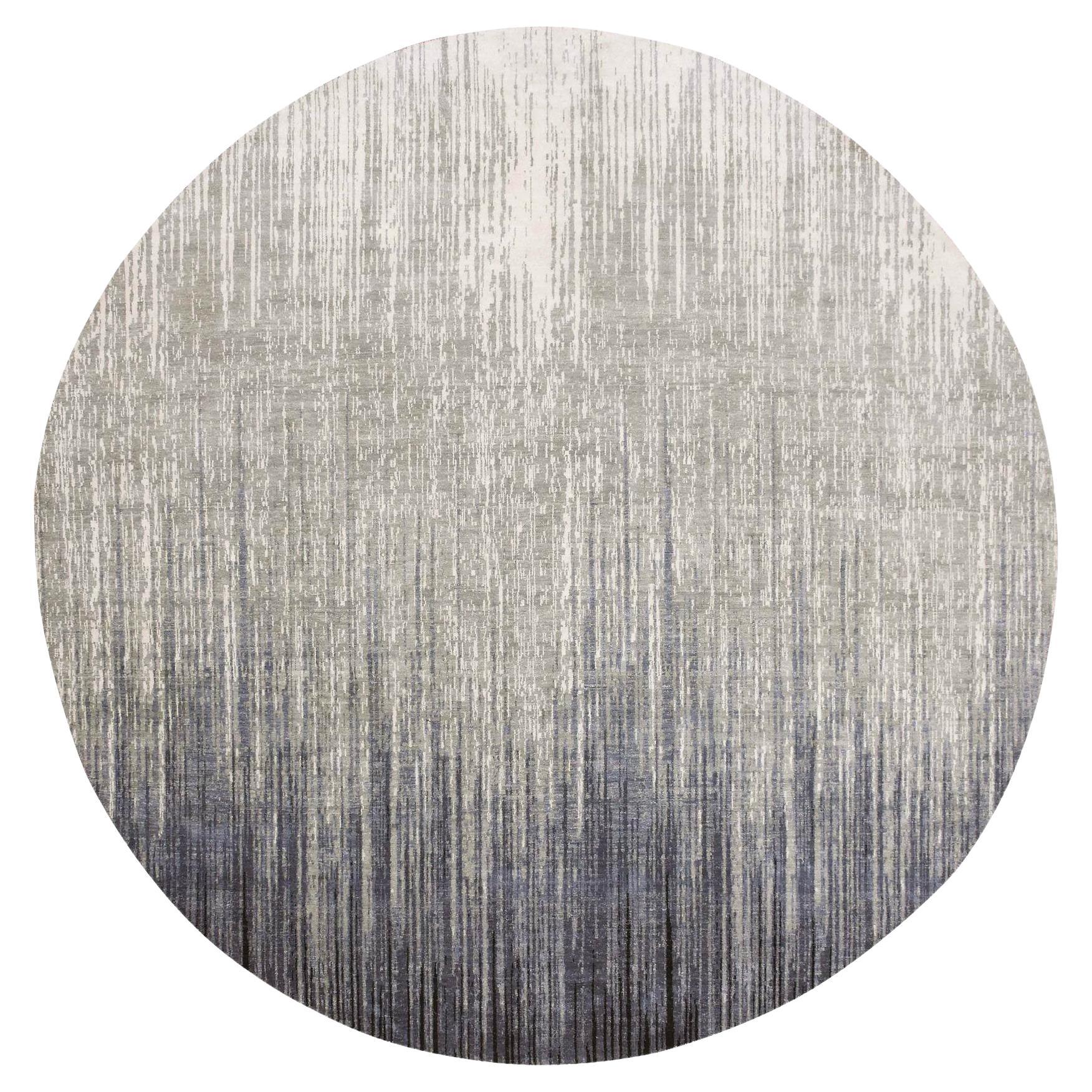 10'x10' Gray Modern Ombre Organic Wool Hand Knotted Round Oriental Rug For Sale