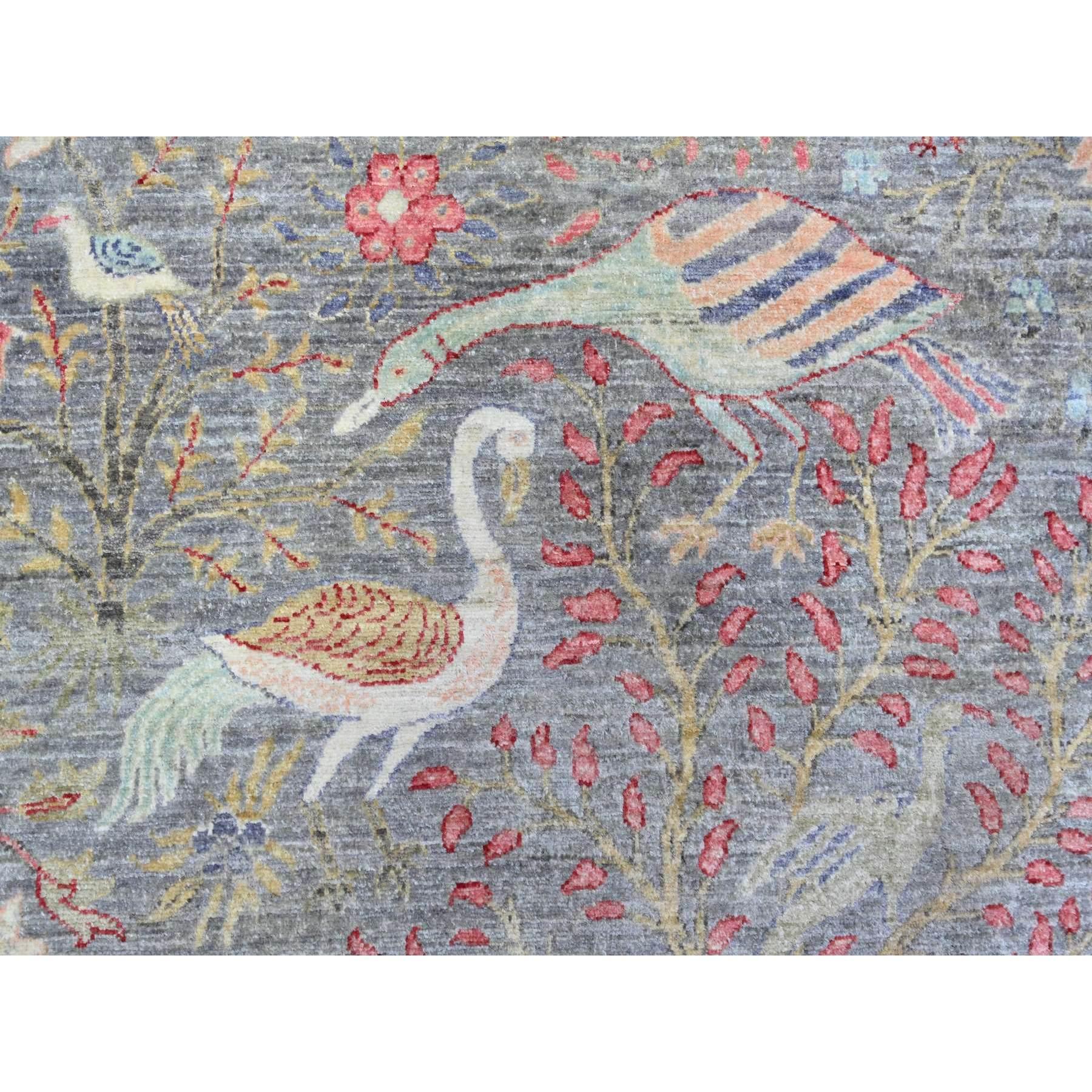 10'x10' Gris, teintures naturelles, laine douce, Afghan Peshawar noué à la main, tapis rond en vente 1