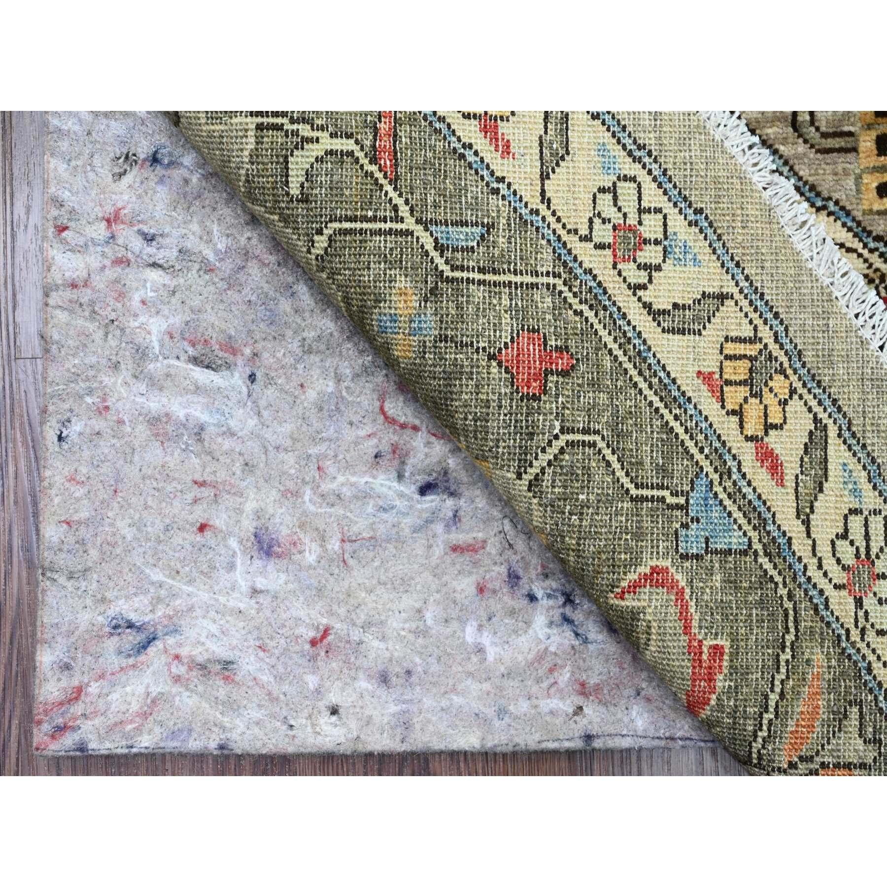 Afghan 10'x10' Gray Peshawar Heriz Design Densely Woven Hand Knotted Wool Round Rug For Sale