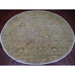 10'x10' Grauer Peshawar mit Ziegler Mahal Design Wolle Handgeknüpft Rundteppich