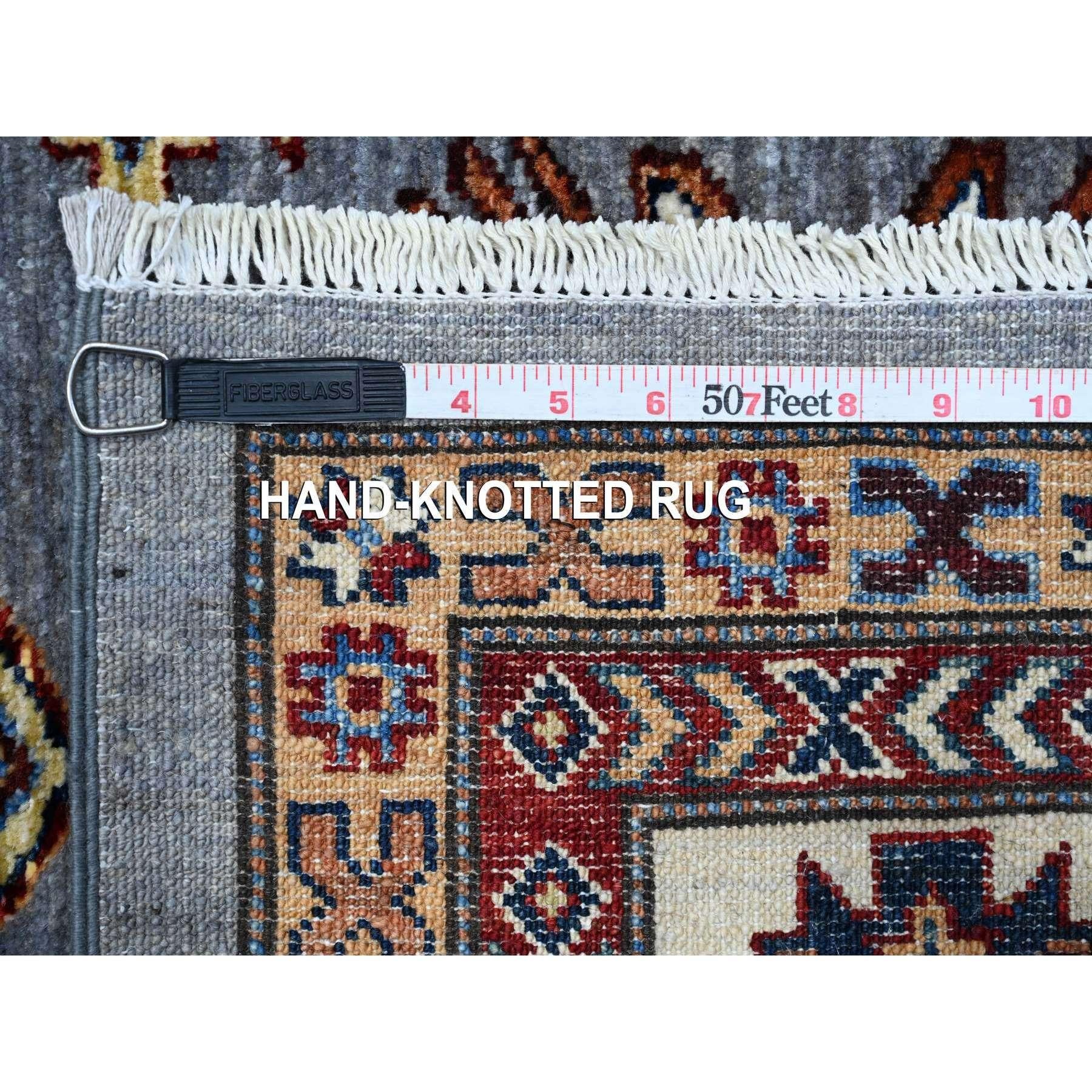10'x10' Gray Promenade White Tappeto quadrato afghano super kazak tutto in lana annodato a mano in vendita 3