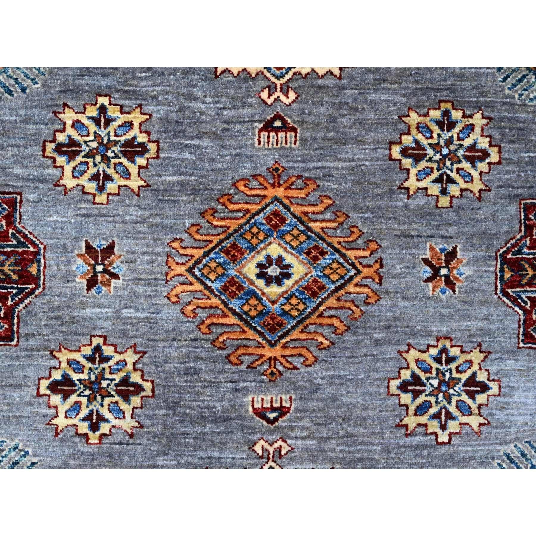 Lana 10'x10' Gray Promenade White Tappeto quadrato afghano super kazak tutto in lana annodato a mano in vendita