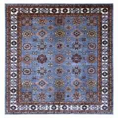 Tapis carré afghan Promenade blanc noué à la main Super Kazak 10'x10'