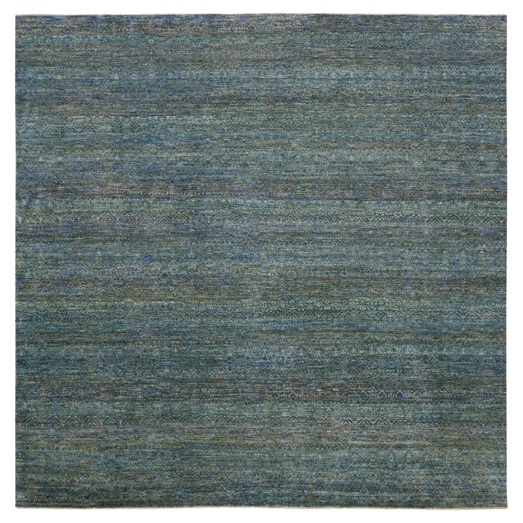 10'x10' Green Pure Wool Kohinoor Herat Design Hand Knotted Square Oriental Rug